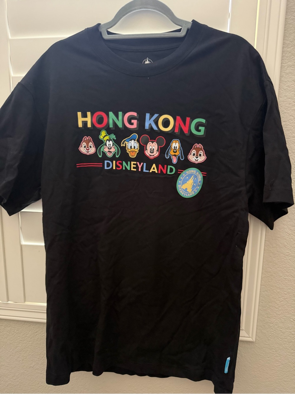 Disney Black Hong Kong Disneyland Character Tee with Multicolor Print